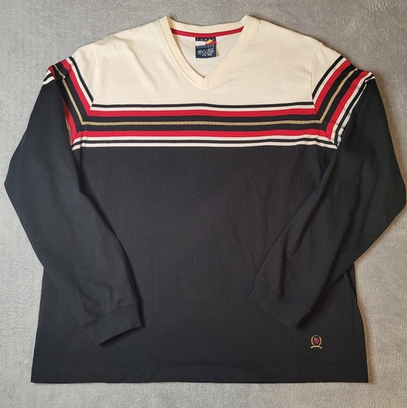 Tommy Hilfiger Other - Vintage 90s Tommy Hilfiger Crest Logo Long Sleeve V-Neck. Men's Shirt - Size XL